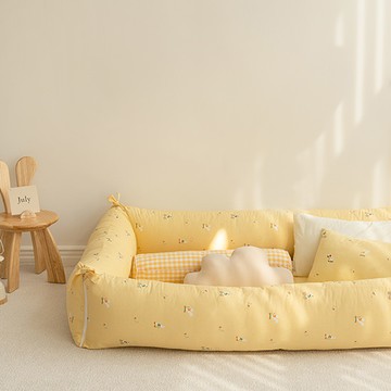 SHEZ HOME 純棉防撞床圍枕套 + 枕芯組  Doing Yellow  37 x 150 cm