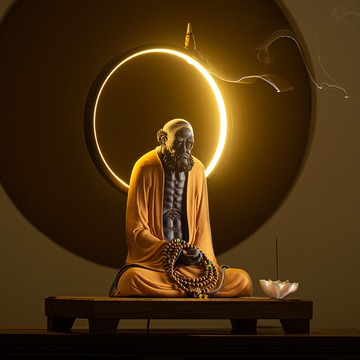 紫砂禪意達摩擺件復古創意陶瓷人物工藝品家居客廳玄關博古架裝飾