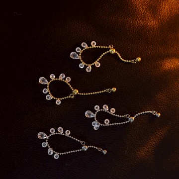 現貨 閃亮水滴水鑽鍊條鈦鋼戒指 可自由調節戒圍 不易氧化 PR 飾品