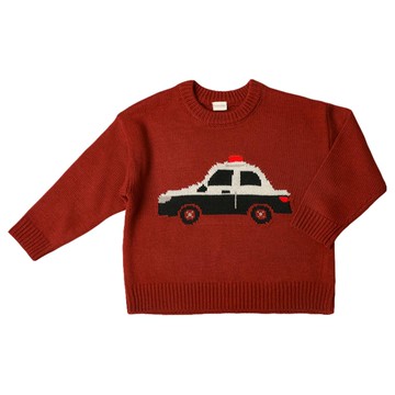 akachan honpo - 針織休閒上衣-緹花-紅色