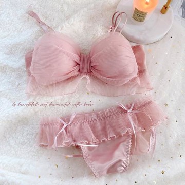 少女內衣套裝純欲薄款可愛小胸微聚攏性感無鋼圈文胸夏季顯小胸罩