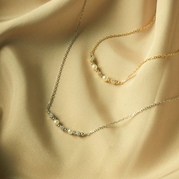 時間軸 珍珠鋯石純銀項鍊 兩色可選