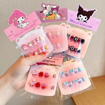 【可愛卡通】文具組 美甲貼 兒童指甲貼 指甲貼套裝 自帶工具包 可拆卸 女孩流行玩具 toy 兒童指甲油 美甲貼套裝