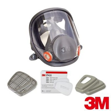 3M 6800 矽膠全面罩雙濾罐式x濾罐套組(6002濾毒罐+5N11濾棉+501濾蓋)