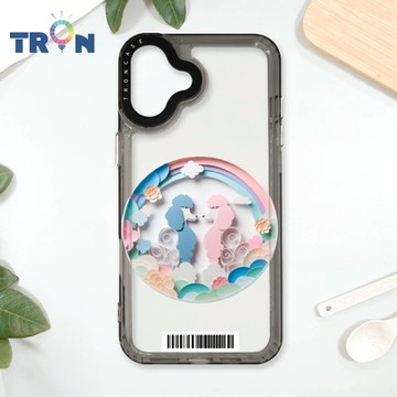 TRON IPhone 16 PLUS 可愛紙雕貴賓 防摔太空載具殼 透黑 軟硬 手機殼