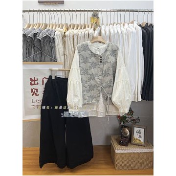 提花棉麻背心坎肩休閑日常文藝