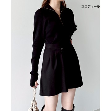 【ココディール】黑色不規則斜釦短褲 O7S16290