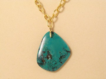 天然綠松石項鍊 湖水藍寶石墜飾 金鍊項鍊 飾品