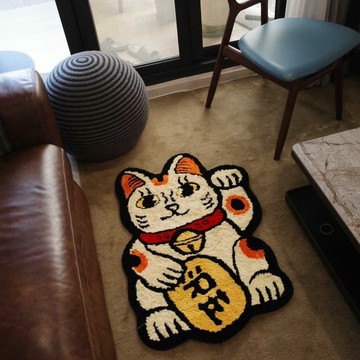 香港 RAW EMOTIONS 招財貓地毯 黃 - Ｍ號130x95cm