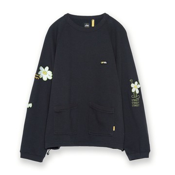 5th STREET｜山形｜女裝｜刺繡花朵寬版長袖T恤｜黑色