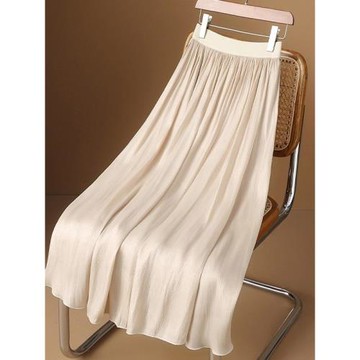 法國尾貨撿漏女裝高端品牌折扣原單撤柜牛奶珠光裙網紗半身裙女