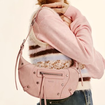 Vanwalk 出走 甜酷復古單肩包 V2711  水星粉  32 x 17.5cm