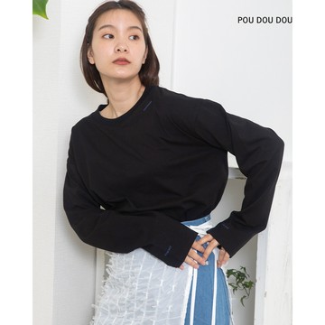 【POU DOU DOU】黑色文字刺繡寬版T PPU71240