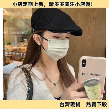 【限時特賣】黑色貝雷帽女款春秋顯臉小日系反戴前進帽文藝復古大頭圍報童帽子H8E6