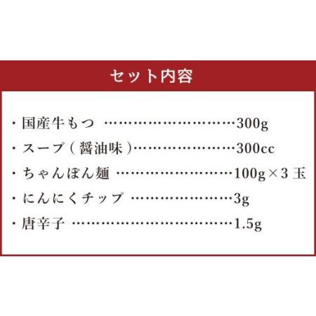 ふるさと納税 博多もつ鍋 3人前 醤油味 国産牛モツ ちゃんぽん麺 ホルモン 福岡県遠賀町