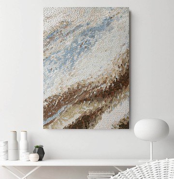 紋理藍棕牆面藝術 | 紋理棕藍色繪畫 | 流暢