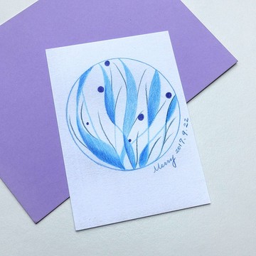 明信片 藍色系 輕柔