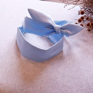 淺天藍色 寬版髮箍 蝴蝶結髮箍 新娘髮帶