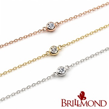 【BRILLMOND】天然鑽石手鍊18K金經典優雅(三色選)