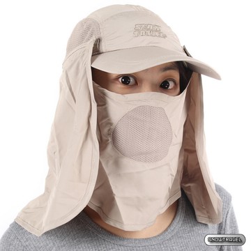 SNOWTRAVEL 抗UV遮陽休閒帽(臉/肩頸部防曬設計)(卡其)(850)