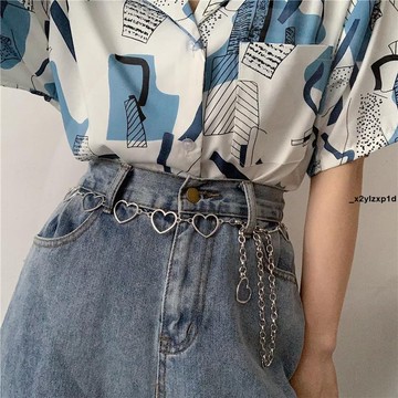 腰帶 愛心腰鏈百搭腰帶女裝飾連衣裙收腰配jk格裙子腰帶身體牛仔褲鏈條