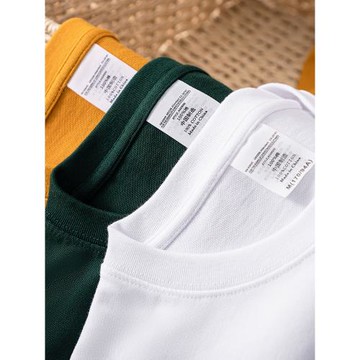 重磅300g純棉短袖男t恤oversize圓領寬松復古白色半袖上衣女內搭T