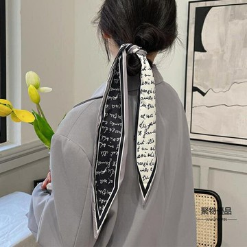 長條小絲巾發帶女百搭西裝小領巾夏季春秋薄款扎頭發圍巾頭巾【聚物優品】