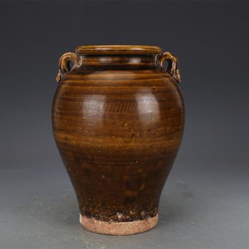 老窯醬色釉雙耳罐