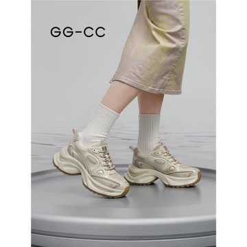 【糖豆摩卡】GGCC復古厚底老爹鞋女夏季增高透氣百搭休閑運動鞋女