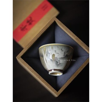 半梵景德鎮孤品柴燒手繪高檔亭臺樓閣日式茶盞品茗杯單茶杯主人杯