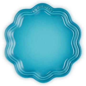 LE CREUSET 蕾絲花邊盤  加勒比海藍  1個  18cm