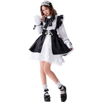 コスプレ メイド 服 かわいい カチューシャ 長袖 6点 セット タトゥーシール 付 レディース M 通販 Lineポイント最大get Lineショッピング