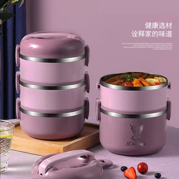 長保溫飯盒上班族微波爐圓型不銹鋼便攜便當餐盒大容量多層飯桶