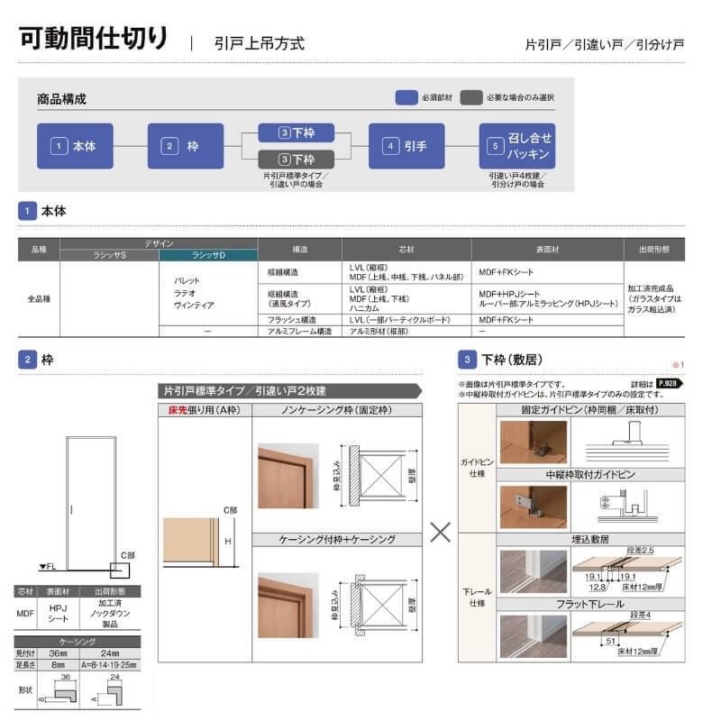 オーダーサイズ 】リクシル ラシッサD ラテオ 可動間仕切り 引違い戸 2