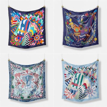 春秋小絲巾方巾女秋冬季護頸圍脖子紗巾媽媽薄圍巾搭配襯衫53x53