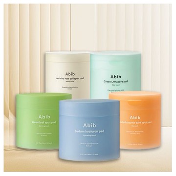 韓國 Abib~棉片(魚腥草舒緩護理 / 水分草玻尿酸補水 / 復活草膠原蛋白 / 綠色LHA毛孔煥膚 / 穀胱甘太維他命)1罐入 款式可選