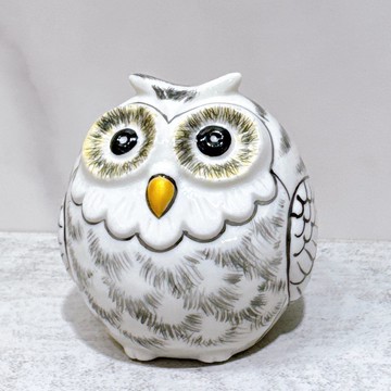 【雪白福靈】日本九谷燒貓頭鷹 | 白盛