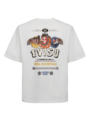 Kumadori Daruma with Slogan Print Loose Fit T-shirt