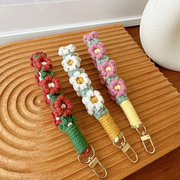 小花造型編織手機短鏈_訂製自選配色