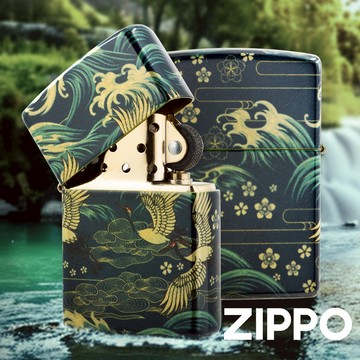ZIPPO 瑞鶴越海防風打火機 48684 色彩成像 仙鶴 滾滾海浪 長壽 吉祥 幸福 終身保固