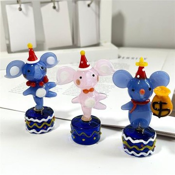 手工琉璃旋轉底座可愛小動物系列創意桌面裝飾品擺件生日禮物專屬