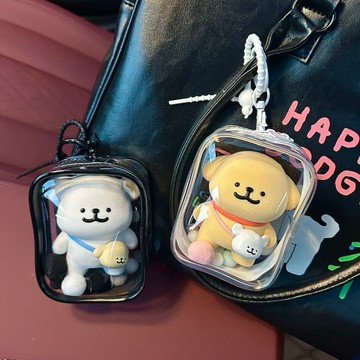 Bag House👜 10cm方形娃包綫條小狗泡泡瑪特收納盒dimoo係列外出痛包