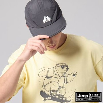 JEEP 男裝 五分割機能休閒帽-黑色