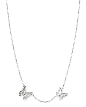 Bloomingdale's Fine Collection Pave Diamond Butterfly Necklace in 14K White Gold, 0.25 ct. t. w. - Exclusive