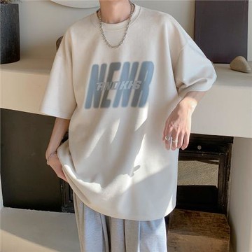 鹿皮絨短袖男美式復古重磅t恤夏季潮牌寬松半袖男款上衣運動體恤