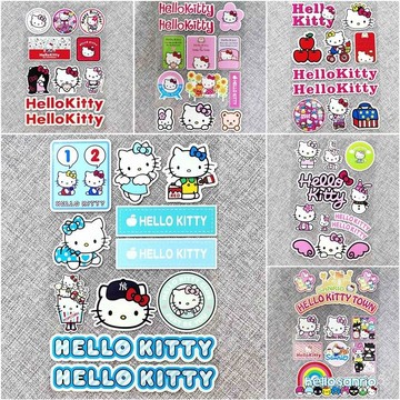！hello Kitty反光貼卡通電動踏闆摩託車貼紙可愛凱蒂貓頭盔裝飾貼