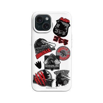 iPhone 15 SolidX 白 - 哥吉拉 Godzilla - 經典黑紅怪獸圖鑑