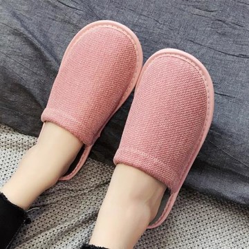 秋冬季保暖棉拖鞋女室內家居家用防滑軟底棉麻布情侶款布藝男冬天