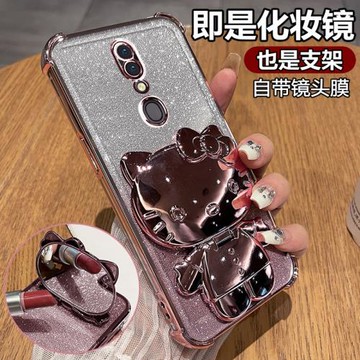 適用oppoA9手機殼oppoA9x保護oppo硅膠套A9全包PCAM10防摔opa透明A9x軟殼帶支架opopa女高顏值鋼化膜鏡子可愛