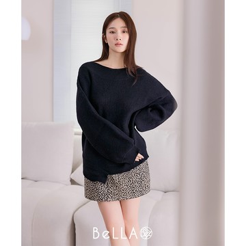 【秋冬新品】BeLLA 兩穿不規則針織上衣 黑色